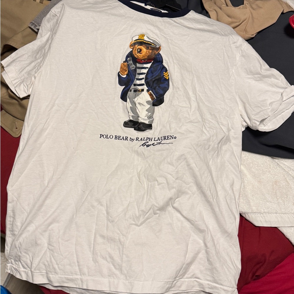 Ralph Lauren White Men’s Shirt with Polo Bear Design